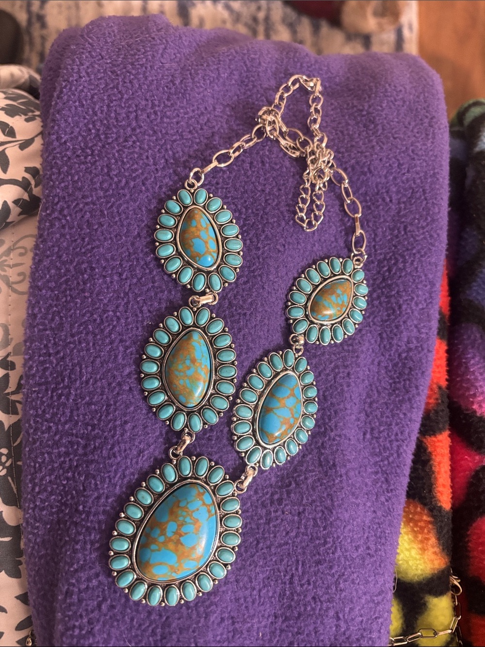 Turquoise Statement Bib Necklace - Blue Turquoise Stone Jewelry